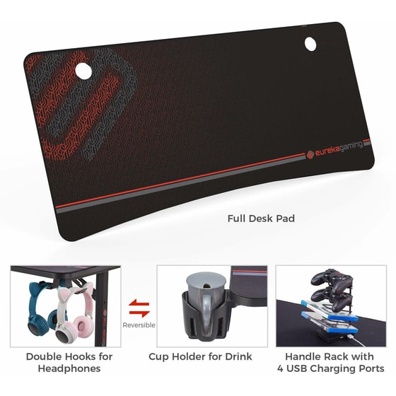 Γραφείο Gaming Eureka Ergonomic ERK-GIP-P60B B από Carbon Fiber 152.4x70cm - Μαύρο image 3