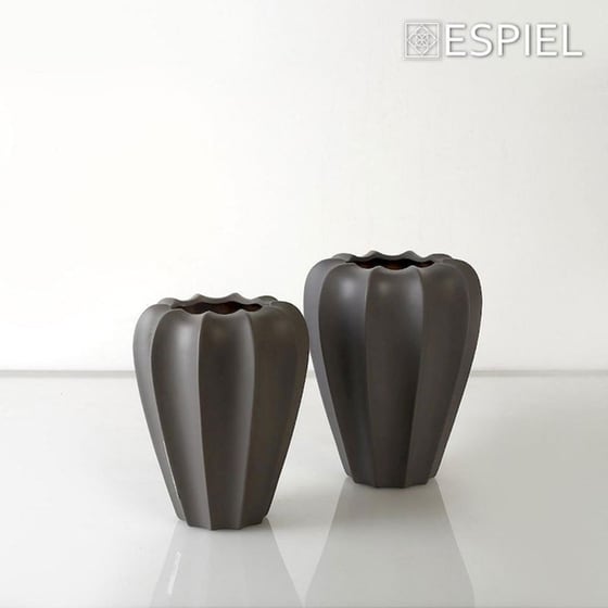 Διακοσμητικό Βάζο Espiel Mig118 Κεραμικό Φ18x22.5 cm - Ανθρακί image 1