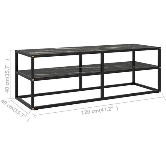 Έπιπλο Τηλεόρασης VidaXL Γυαλί Όψη Μαρμάρου 120x40x40cm - Μαύρο image 5