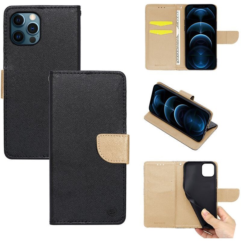 Θήκη Apple iPhone 12 Pro - Sonique Trend Book - Μαύρο