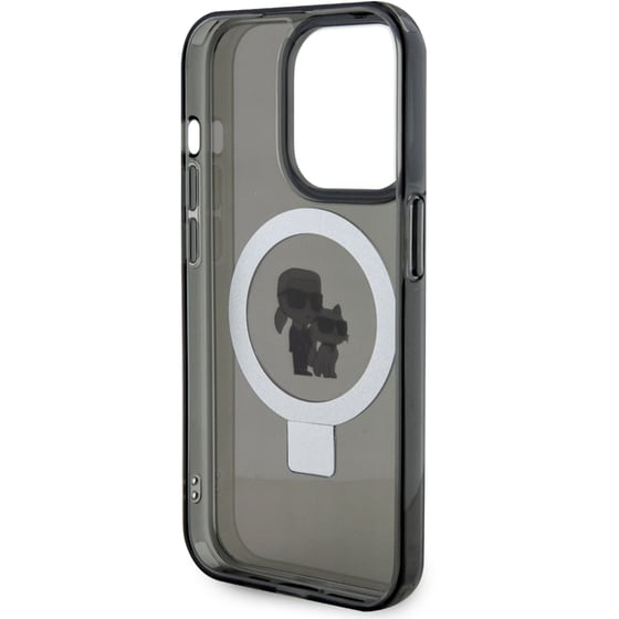 Θήκη Karl Lagerfeld iPhone 14 Pro - Karl Lagerfeld Magsafe Ringstand Case Karl & Choupette’s Head - Black image 2