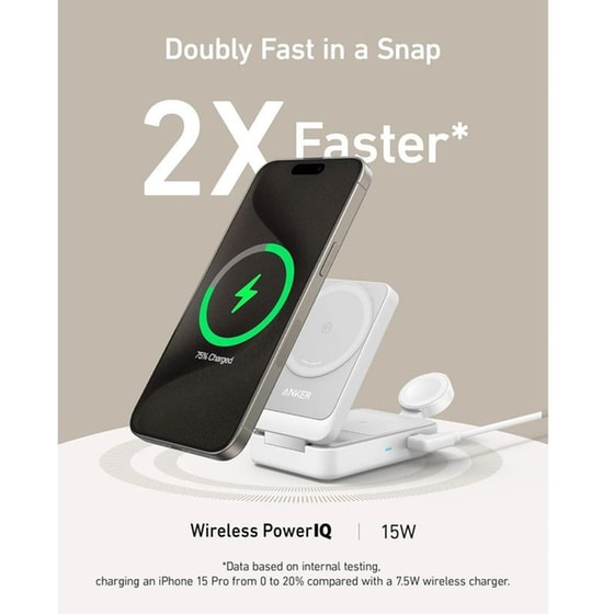 Ασύρματος Φορτιστής ANKER MagGo 3-in-1 Charging Station Qi2 Certified 15W - White image 2