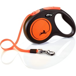 Πτυσσόμενο Λουράκι Flexi New Neon No M Για Σκύλο - Μαύρο/Πορτοκαλί