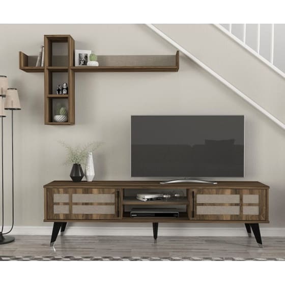 Έπιπλο Τηλεόρασης 24Mall Logo από Μοριοσανίδα 180x35x49.2 cm - Καφέ image 3