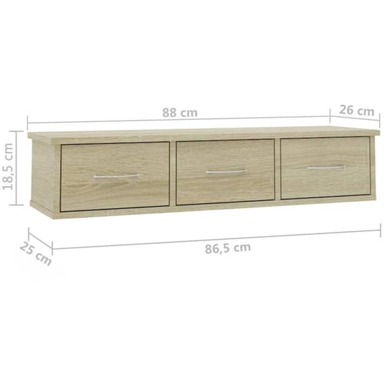 Vidaxl Ράφι Τοίχου Με Συρτάρια Sonoma Δρυς 90x26x18,5 Εκ. Μοριοσανίδα image 6