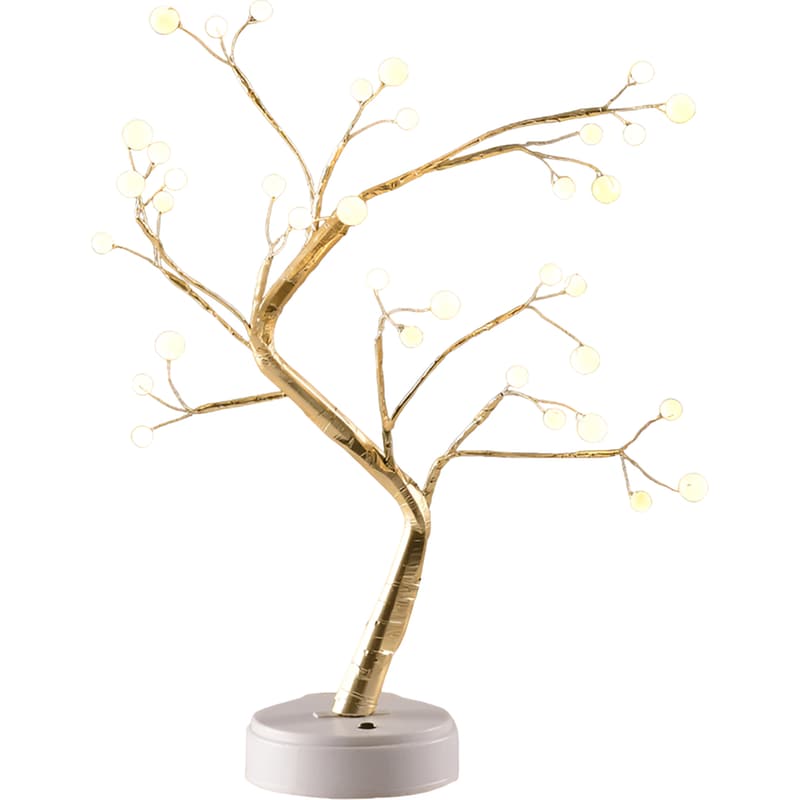 ACA DECOR Διακοσμητικό Δεντράκι Aca Decor με Led Gold Tree and Ball Lights 12x50cm - Χρυσό