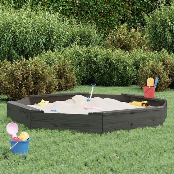 VidaXL Αμμοδόχος με Καθίσματα Οκτάγωνη 159.5x159.5x20cm Ξύλινη - Γκρι image 1
