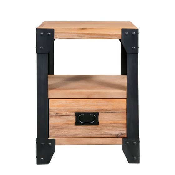 Κομοδίνο Vidaxl Από Μασίφ Ξύλο Ακακίας 40x30x54 cm - Καφέ Μαύρο image 2