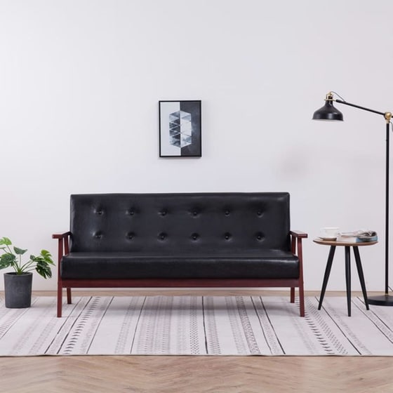 Τριθέσιος Καναπές VidaXL 158x67cm - Μαύρο image 2