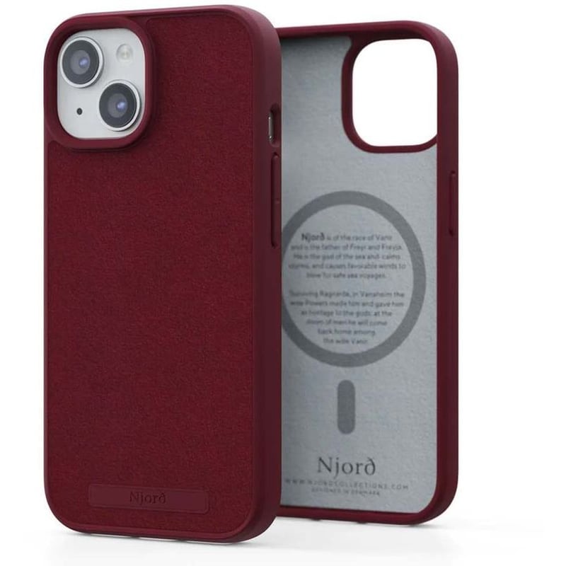 Θήκη Apple iPhone 15 - Njord Suede MagSafe Case - Red