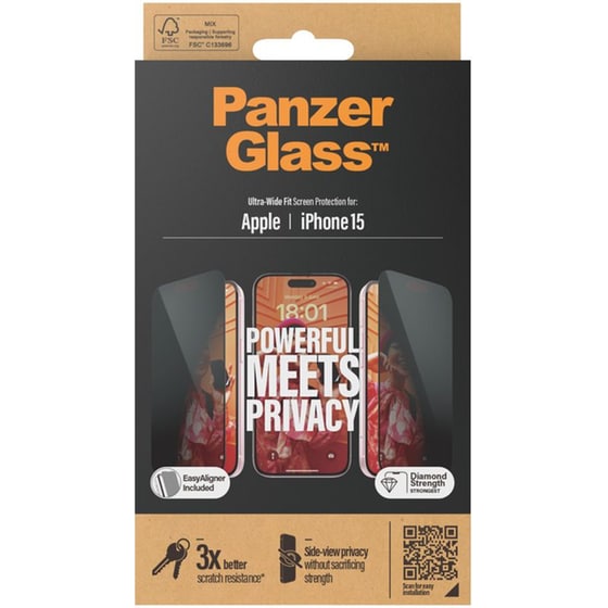 Προστατευτικό οθόνης Apple iPhone 15 - PanzerGlass Privacy Screen Protector Ultra-Wide Fit with EasyAligner image 2