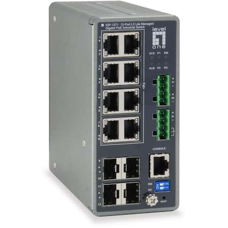 LEVEL ONE LevelOne IGP-1271 Network Switch Managed L2 Gigabit Ethernet (1000 Mbps) 8x GE Ports, 4x GSFP, 240W, 8x PoE