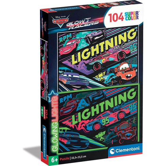 Παιδικό Παζλ Clementoni Glowing Lights Disney Cars Glow Racers (104 Κομμάτια) image 0
