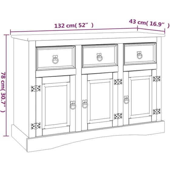 Μπουφές Μεξικάνικο Στυλ Corona 132 x 43 x 78 εκ. VidaXL Ξύλο Πεύκου - Καφέ image 7