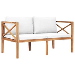 Vidaxl Παγκάκι Κήπου Από Μασίφ Ξύλο Teak Με Κρεμ Μαξιλάρια