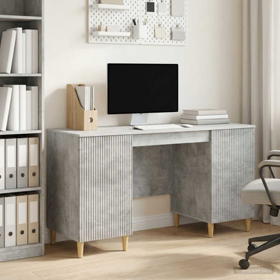 Γραφείο VidaXL με Ράφι και Πόρτα 142,5x50x75 cm - Γκρι Σκυροδέματος image 1
