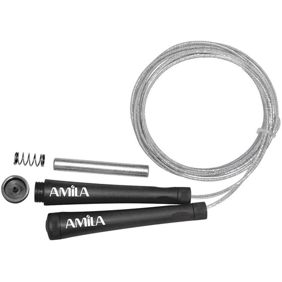 Σχοινάκι Γυμναστικής Amila Speed Rope 84575 300 cm - Ασημί/ Μαύρο image 0