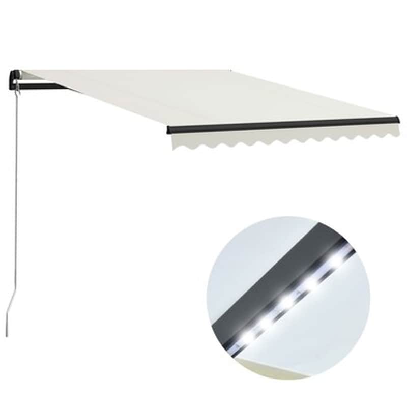 Τέντα Vidaxl Συρόμενη Χειροκίνητη με LED 300x250cm - Κρεμ