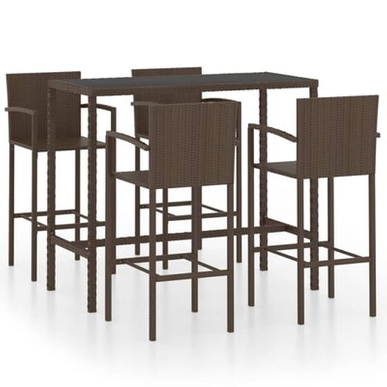 Vidaxl Σετ Επίπλων Μπαρ Κήπου 5 Τεμαχίων Καφέ Από Συνθετικό Ρατάν image 0