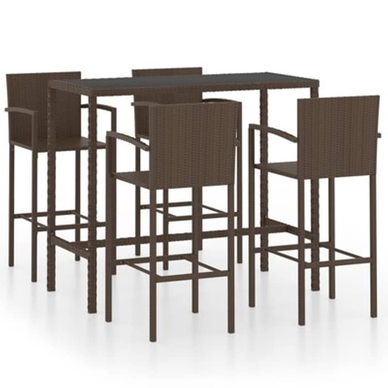 Vidaxl Σετ Επίπλων Μπαρ Κήπου 5 Τεμαχίων Καφέ Από Συνθετικό Ρατάν VIDAXL