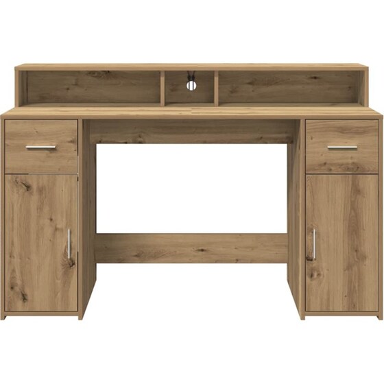 Γραφείο VidaXL με LED από Επεξεργασμένο Ξύλο 140x55x91 cm - Artisan Δρυς image 4