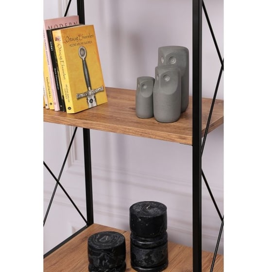 Βιβλιοθήκη 24Mall Masa Atlantic Pine από Μοριοσανίδα/Μέταλλο 49x30x180 cm - Μαύρο/Καφέ image 3