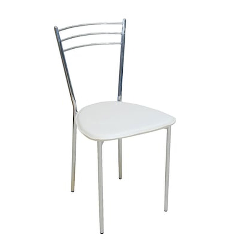 WOODWELL Καρέκλα Woodwell Μεταλλική Χρωμίου/Δερματίνη Pvc Σετ 6 Τμχ - Εκρού