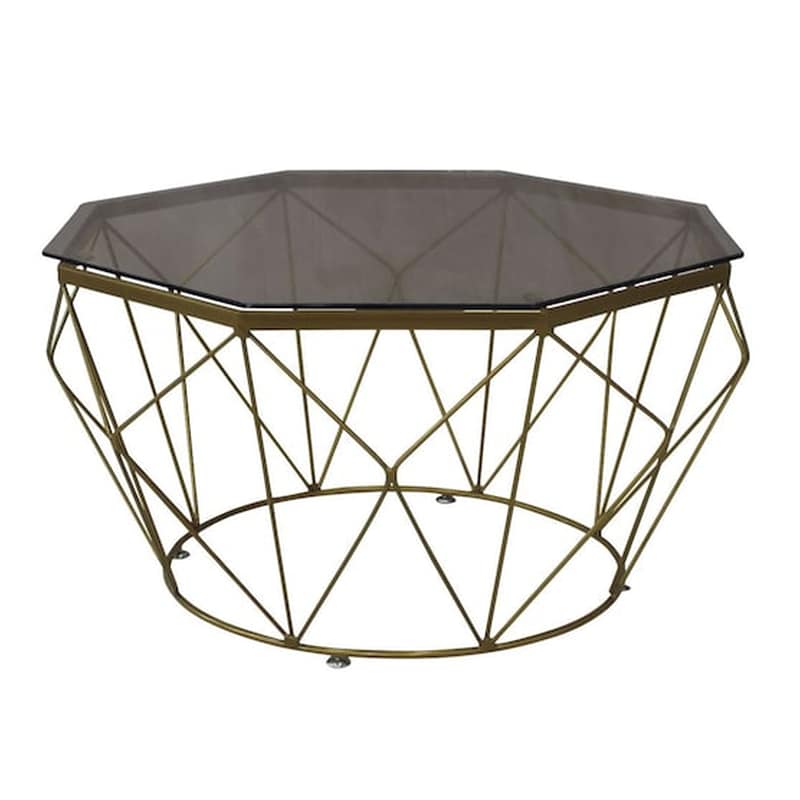 WOODWELL Τραπεζάκι Σαλονιού Woodwell από Γυαλί 87x44cm - Χρυσό dupli