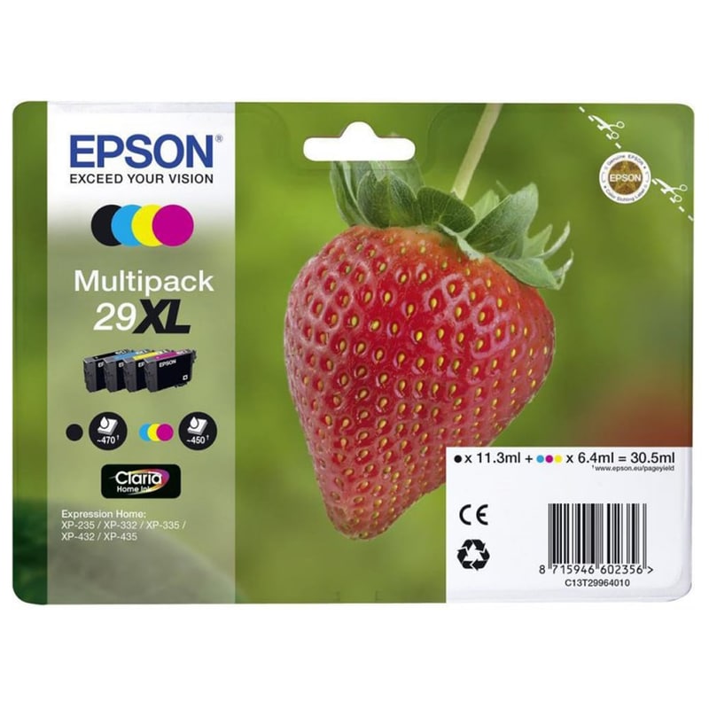 Epson 29XL Κυανό / Ματζέντα / Κίτρινο / Μαύρο Πακέτο 4 Μελανιών Εκτυπωτή C13T29964010