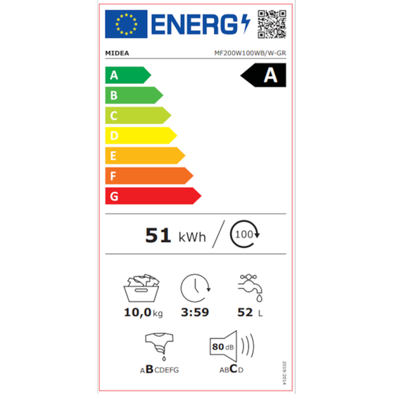 MIDEA MF200W100WB/W-GR 10 kg 1.400 Στροφές Λευκό με Wi-Fi Πλυντήριο Ρούχων image 5