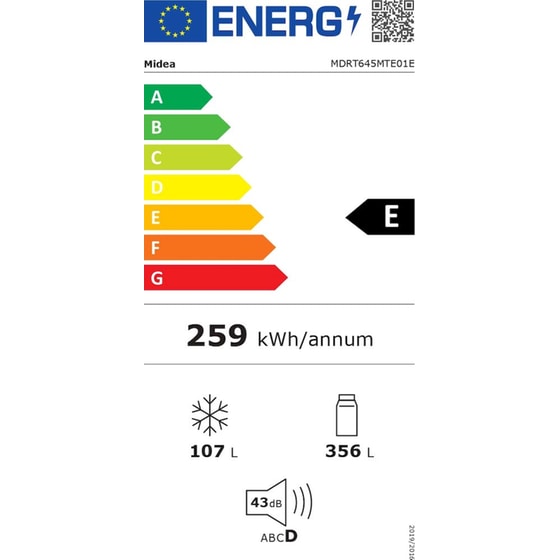 MIDEA MDRT645MTE01E Total No Frost 463 Lt Λευκό Δίπορτο Ψυγείο image 3