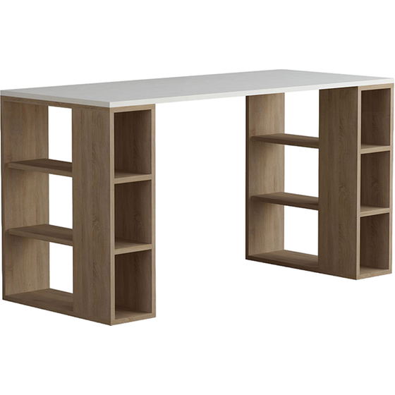 Γραφείο Βιβλιοθήκη Pakoworld Colmar από Μοριοσανίδα 140x60x75 cm - Καφέ/Λευκό image 0