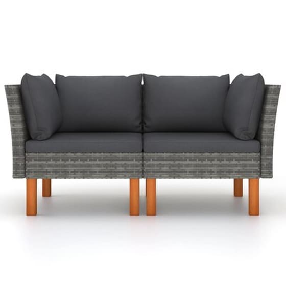 Καναπέδες VidaXL Γωνιακοί 2 τμχ  από Συνθετικό Ρατάν και Μασίφ Ξύλο Ευκαλύπτου 64.5x64.5x67 cm - Ανθρακί image 2