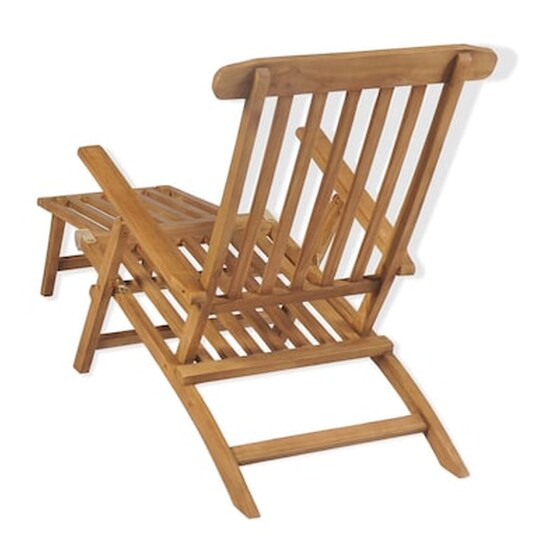 Ξαπλώστρα VidaXL με Υποπόδιο από Μασίφ Ξύλο Teak 158x61x90 cm - Καφέ image 4