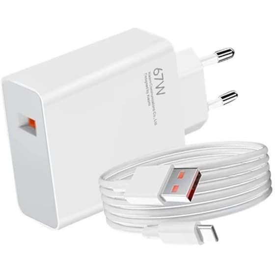 Σετ Φόρτισης Xiaomi Hyperc Combo USB-A 67W - Λευκό image 1