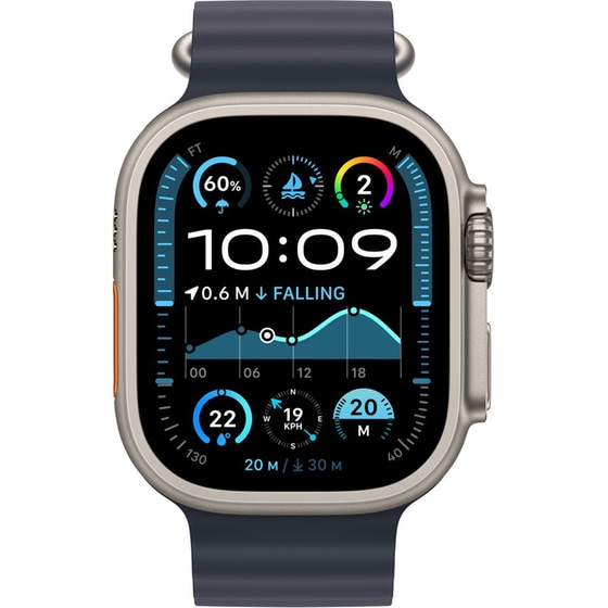 Apple Watch Ultra 2 GPS + Cellular 49mm Natural Titanium Case with Navy Ocean Band image 2