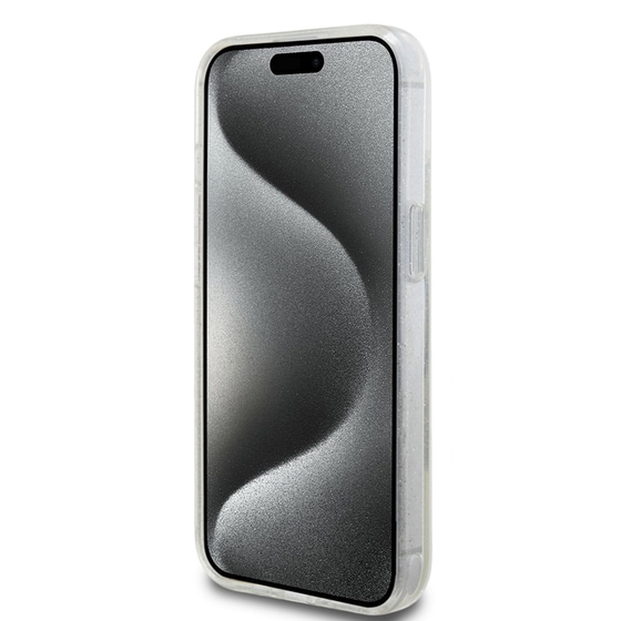 Θήκη Apple iPhone 15 - Guess Magsafe Ring Stand Glitter Hard Case Script Logo - Διάφανο image 7