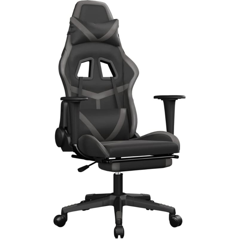 Καρέκλα Gaming VIDAXL 3143680 με Υποπόδιο από Τεχνητό Δέρμα - Μαύρο