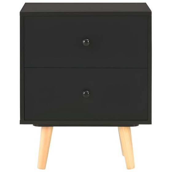Κομοδίνο Vidaxl Από Μασίφ Ξύλο Πεύκου 2τμχ 40x30x50 cm - Μαύρο image 2