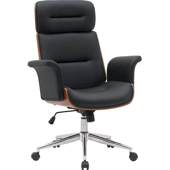Καρέκλα Διευθυντική 24Mall Cara από Τεχνητό Δέρμα & Ξύλο Plywood - Μαύρη/ Καφέ image 0