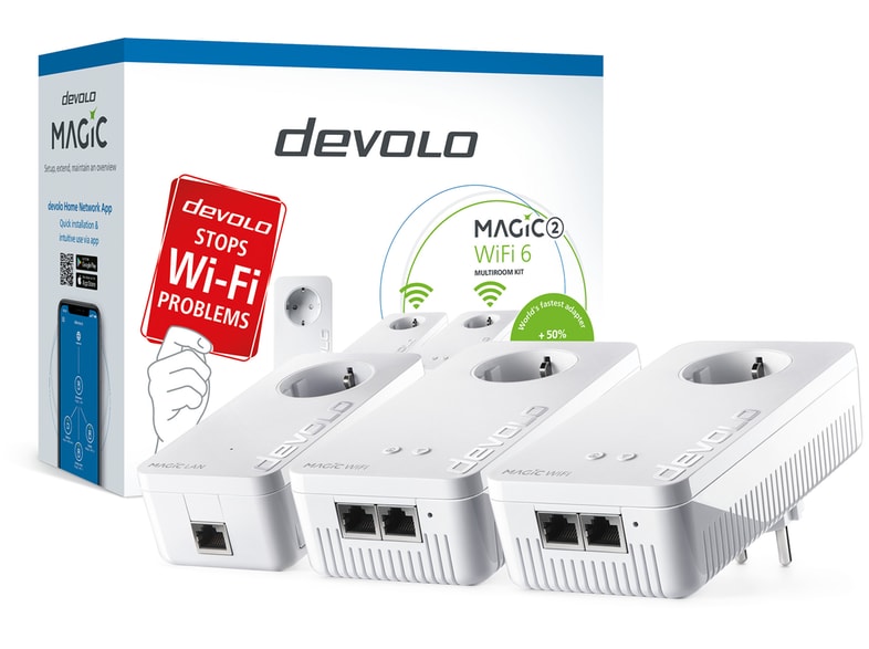 Εικόνα από Devolo Magic 2 Multiroom Powerline Διπλό Kit Ασύρματη Σύνδεση Passthrough Πρίζα WiFi 6 με 2 Θύρες Ethernet