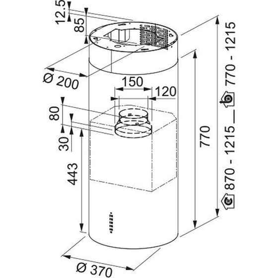 FRANKE TUBE FTU PLUS 3707 I XS 37 cm Inox Απορροφητήρας Νησίδα image 2