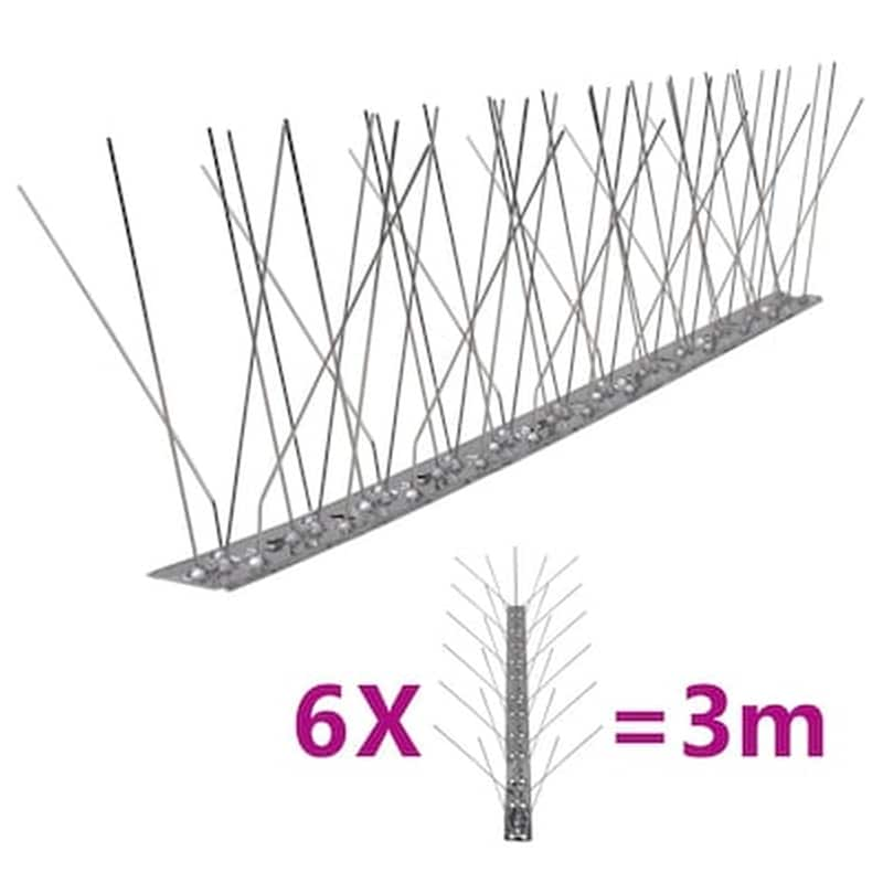 VIDAXL Vidaxl Απωθητικές Ακίδες Περιστεριών 5 Σειρών Σετ Των 6 Από Ανοξείδωτο Ατσάλι