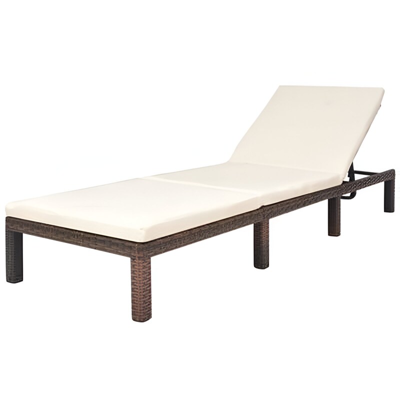 Ξαπλώστρα VidaXL με Μαξιλάρι από Συνθετικό Ρατάν 195x60x22 cm - Κρεμ