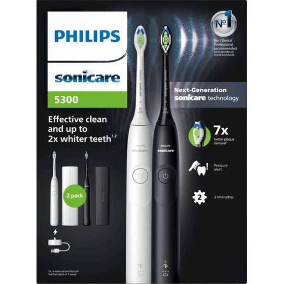 Σετ Ηλεκτρικές Οδοντόβουρτσες PHILIPS Sonicare 5300 HX7109/01 - Λευκό/Μαύρο image 2