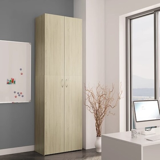 Vidaxl Ντουλάπα Γραφείου Sonoma Δρυς 60 X 32 X 190 Εκ. Από Μοριοσανίδα image 3