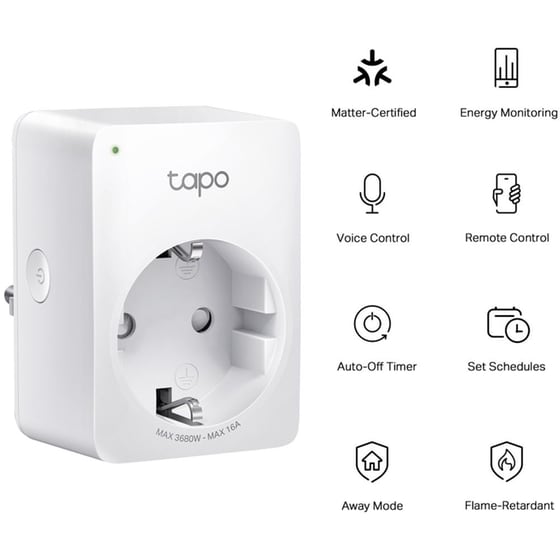 Έξυπνη πρίζα ρεύματος TP-Link Tapo P110M με Wi-Fi, Bluetooth, 3680W image 1