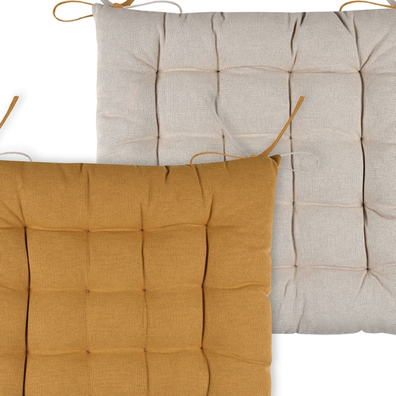 Μαξιλάρι Καρέκλας Spitishop 2 Όψεων από Βαμβάκι 40x40 cm - Κίτρινο/Γκρι image 3