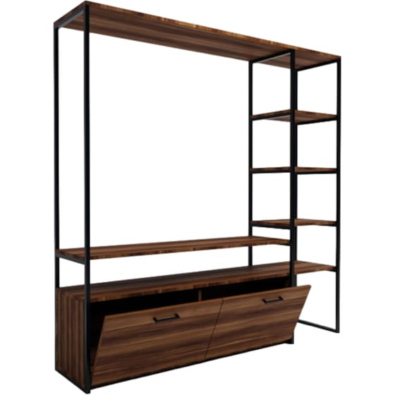Έπιπλο Τηλεόρασης 24Mall Biblo από Μοριοσανίδα 180x40x180 cm - Καφέ/Μαύρο image 2