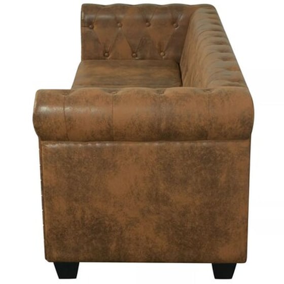 Τριθέσιος Καναπές VidaXL Chesterfield 200.5x76cm - Καφέ image 5